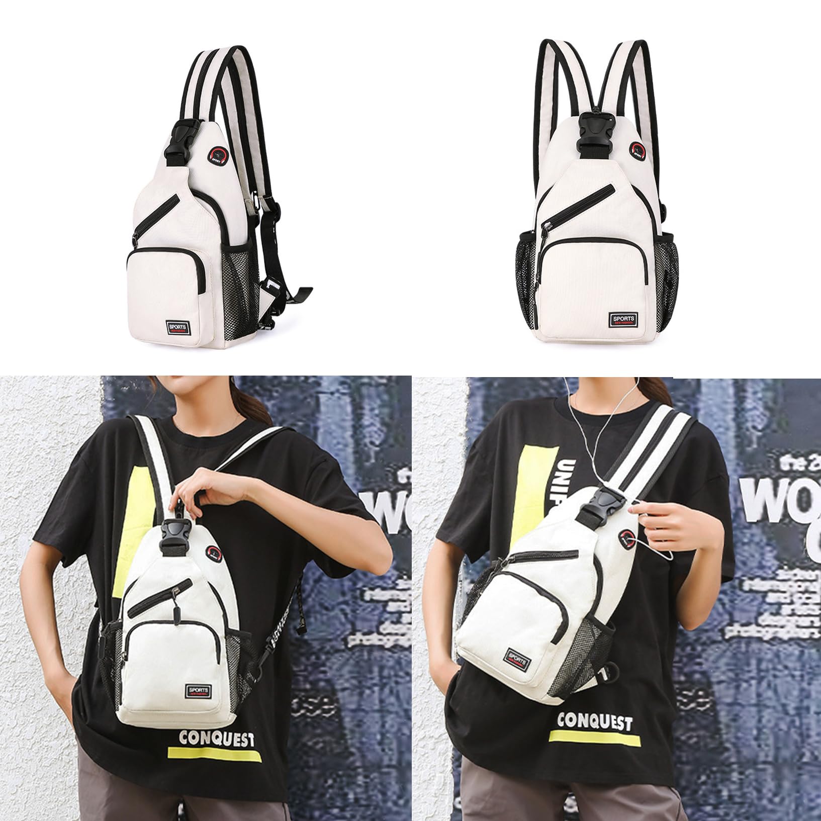 Mtbxk Small Sling Backpack Chest Bag Crossbody Sling Bag, Fanny Pack Daypack Cross Body Bag for Outdoors Hiking Traveling