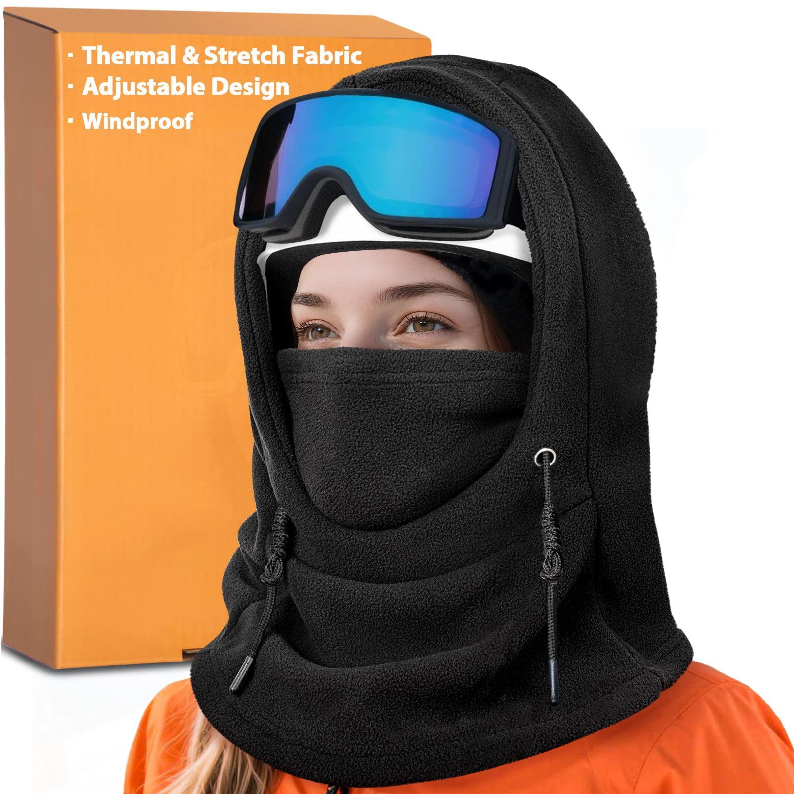 Balaclava Windproof 3 in 1 Ski Mask for Women Men Adjustable Winter Full Face Mask with Helmet-Compatible Hair-Friendly