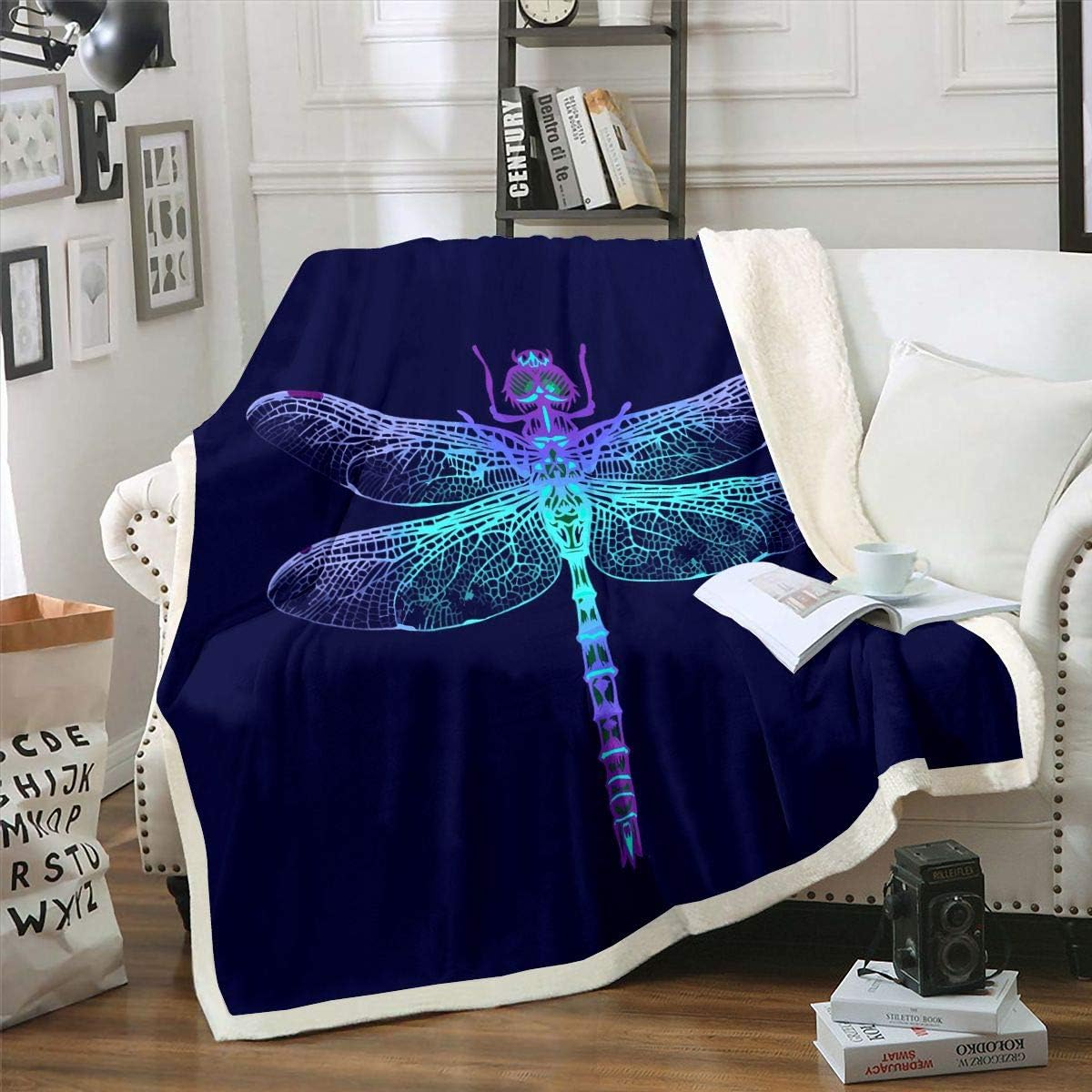 Feelyou Dragonfly Fleece Blanket s Animal Pattern Plush Blanket for
