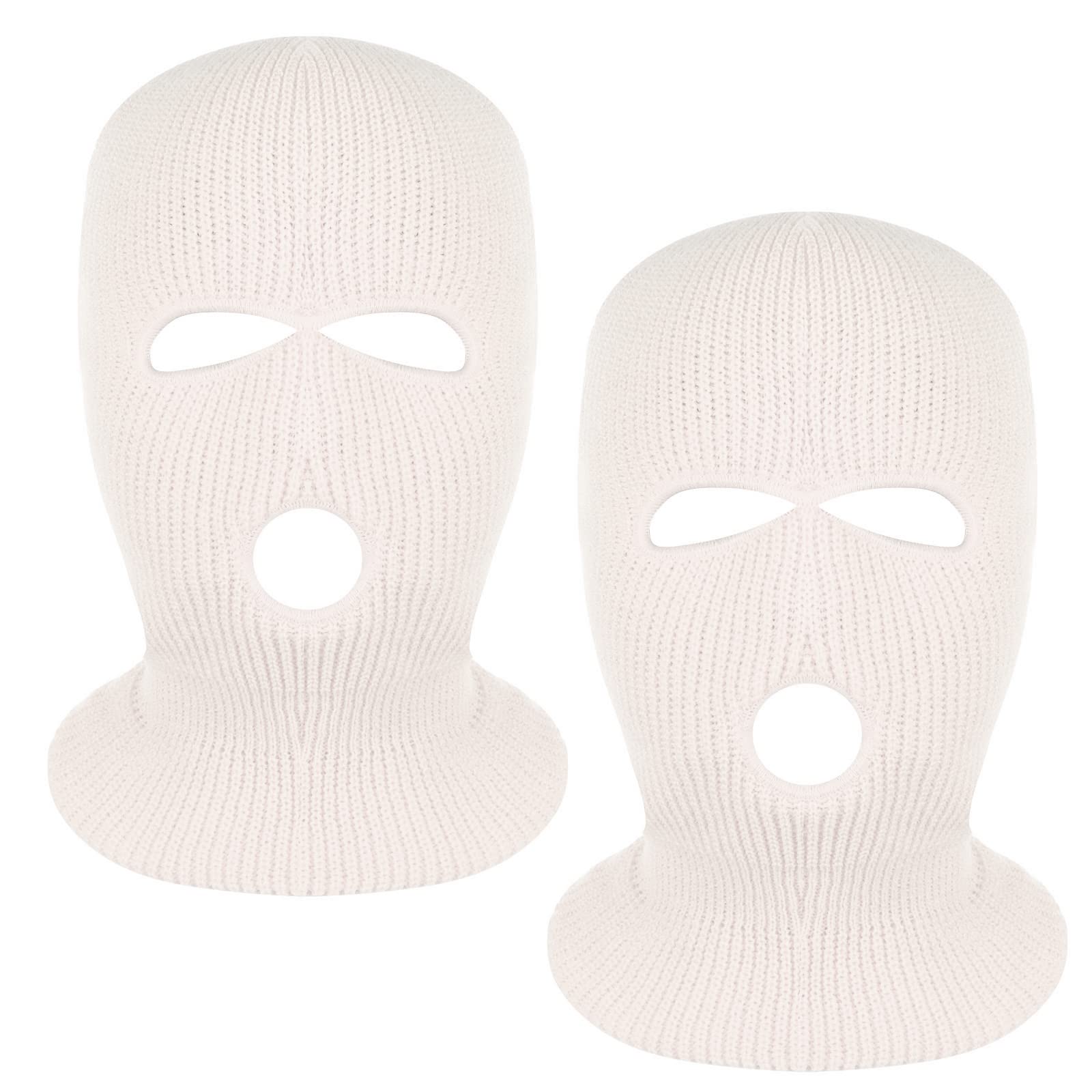 Tmflexe2 Pieces 3-Hole Full Face Mask Cover Ski Mask Winter Balaclava Cap Knitted Face Cover for Winter Outdoor Sports