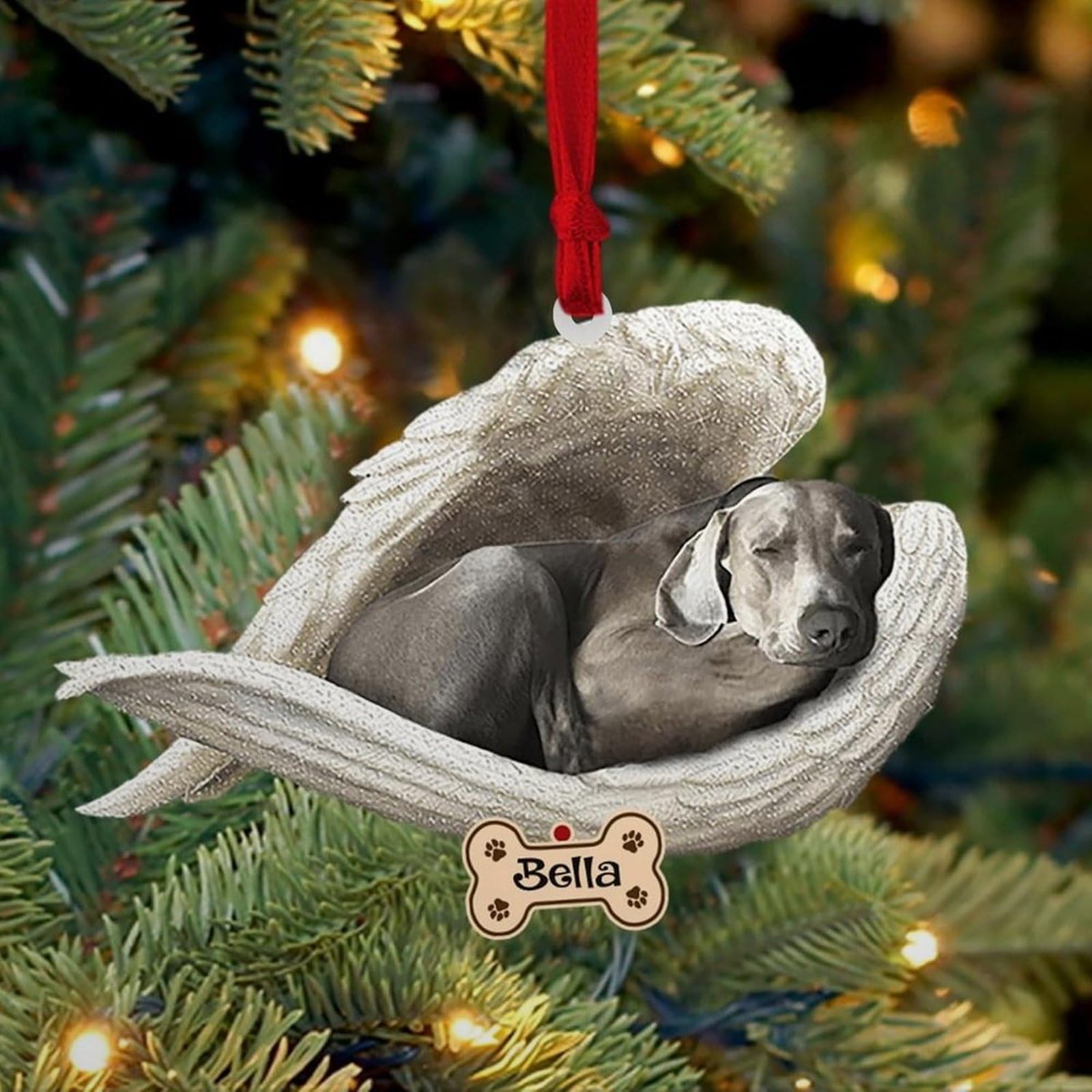 Luckluccy Personalized Weimaraner 1 Ornament,Custom Weimaraner 1 Dog Ornament With Angel Wing,Dog Christmas Ornaments,Dog Ornament 2025,Dog Christmas Ornament Shape Acrylic