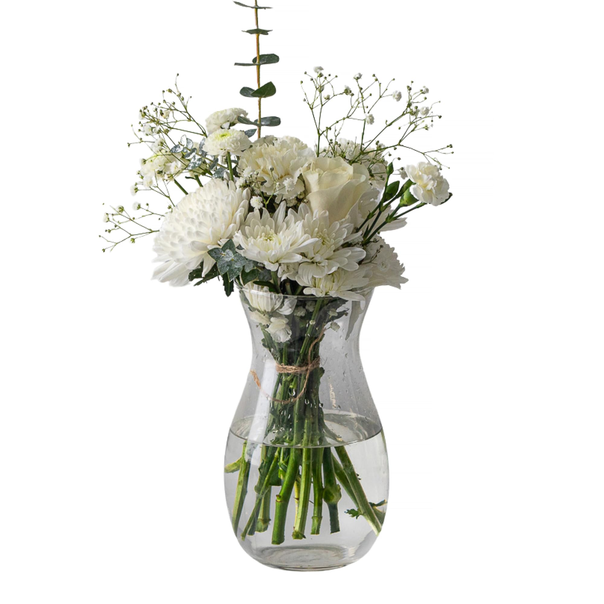 Callia Flowers - White & Green Fresh Flower Bouquet - (Standard) Hand-Tied Fresh Cut with Vase, Fresh Flowers Delivery for Birthday, Sympathy, Get Well, Floral Arrangements with Local Delivery - 4