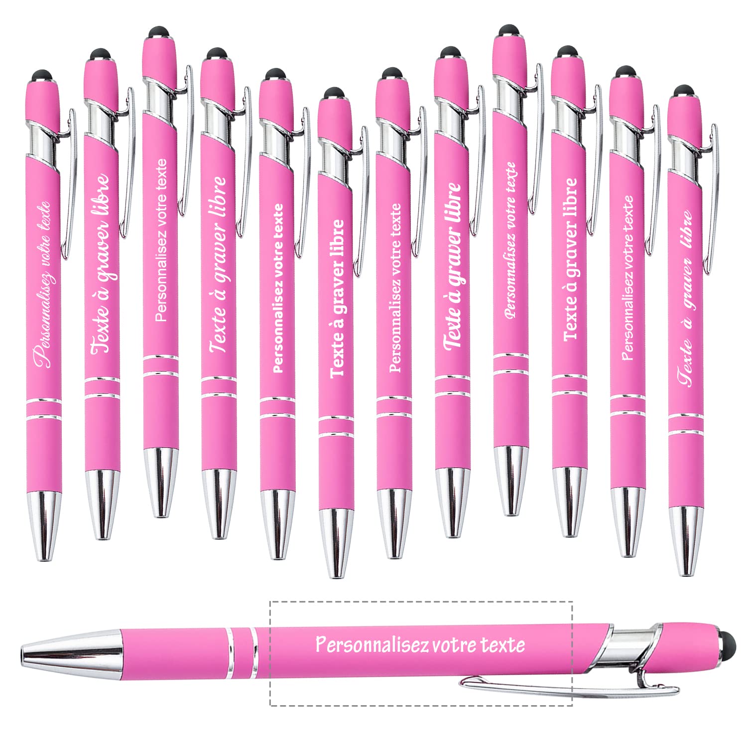 Brocade Creek 60 personalised ballpoint pens with names, with soft touch screen pens, dual purpose pens for study, office, smooth writing, black ink pens