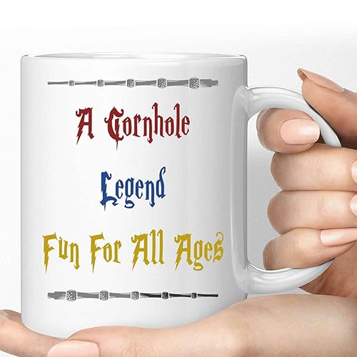 Humorous Gift Cornhole Legend 57 Fun Gift, Great Christmas Present for Nephew - Cornhole Enthusiasts, Fun for All Ages on 11 Oz White Ceramic Coffee