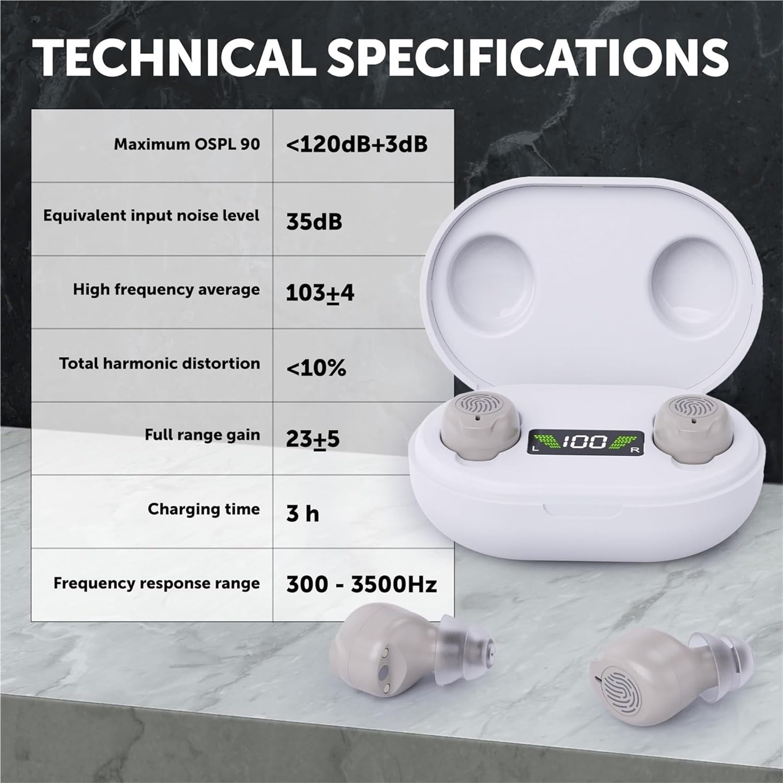 Amplificateur de Son Rechargeable - JINGHAO Amplificateur de audition - Amplificateur Personnel d'amélioration de l'audition, Améliorateur de voix et pour la télévision et la Conversation, Une paire
