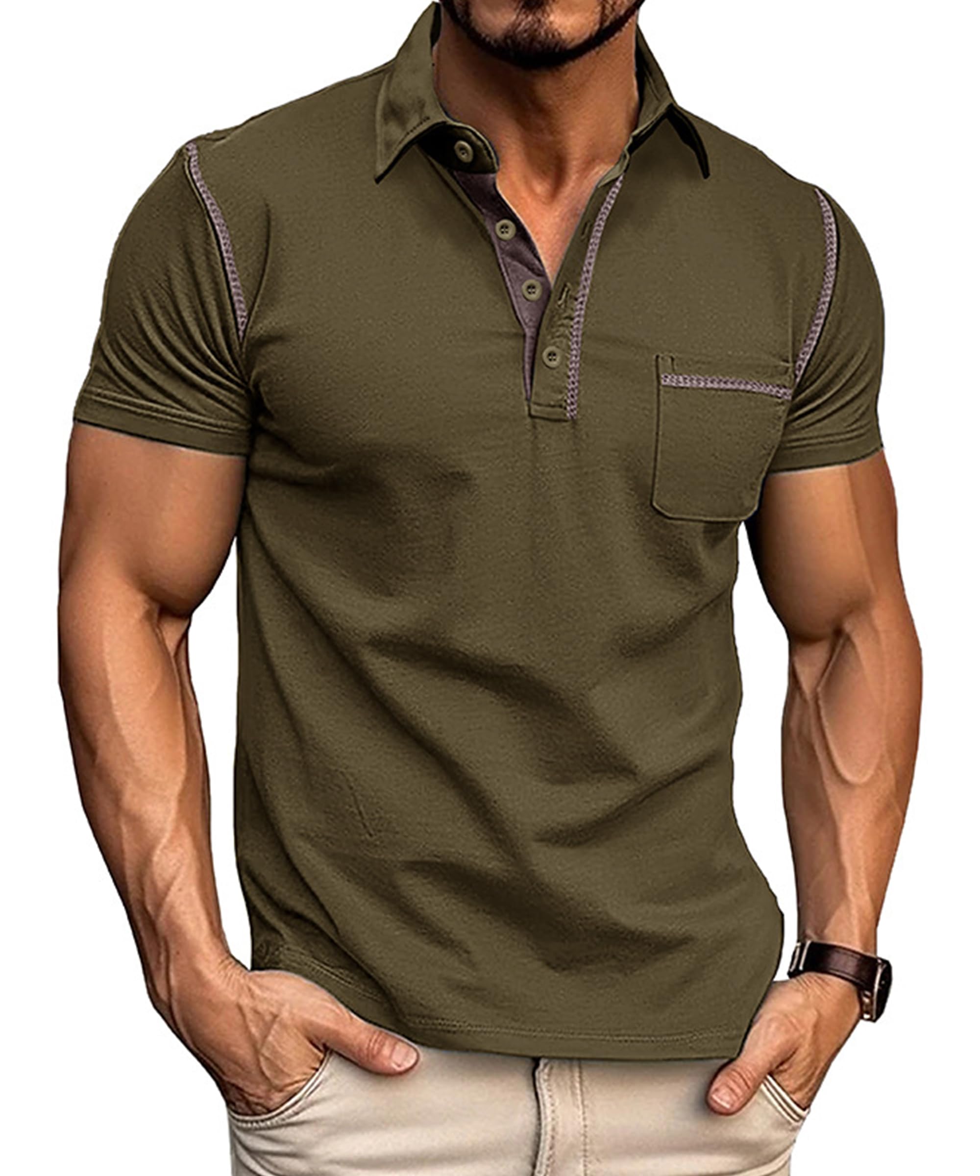 Gleam Ledra Poloshirt Herren Kurzarm Klassisches Baumwollmix Golfshirt Polohemd mit Knopfleiste