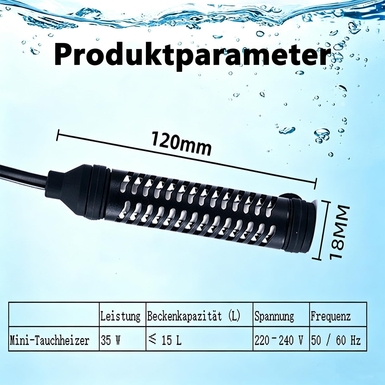GERUI Grzejnik do akwarium, 35 W (1 l / 20 l), mały pręt grzejny do akwarium, z kontrolerem temperatury, pręt grzejny do akwarium i akwarium z ochroną przed przegrzaniem