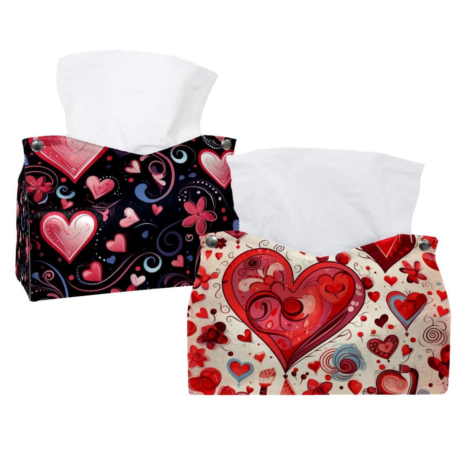 Boîtes à mouchoirs cœur en lot de 2 pour décoration de Saint-Valentin et table