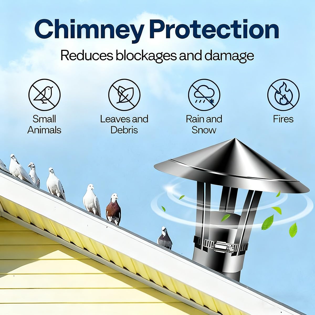 Runde Schornsteinabdeckung 304 Stainless Steel Chimney Rain Cap
