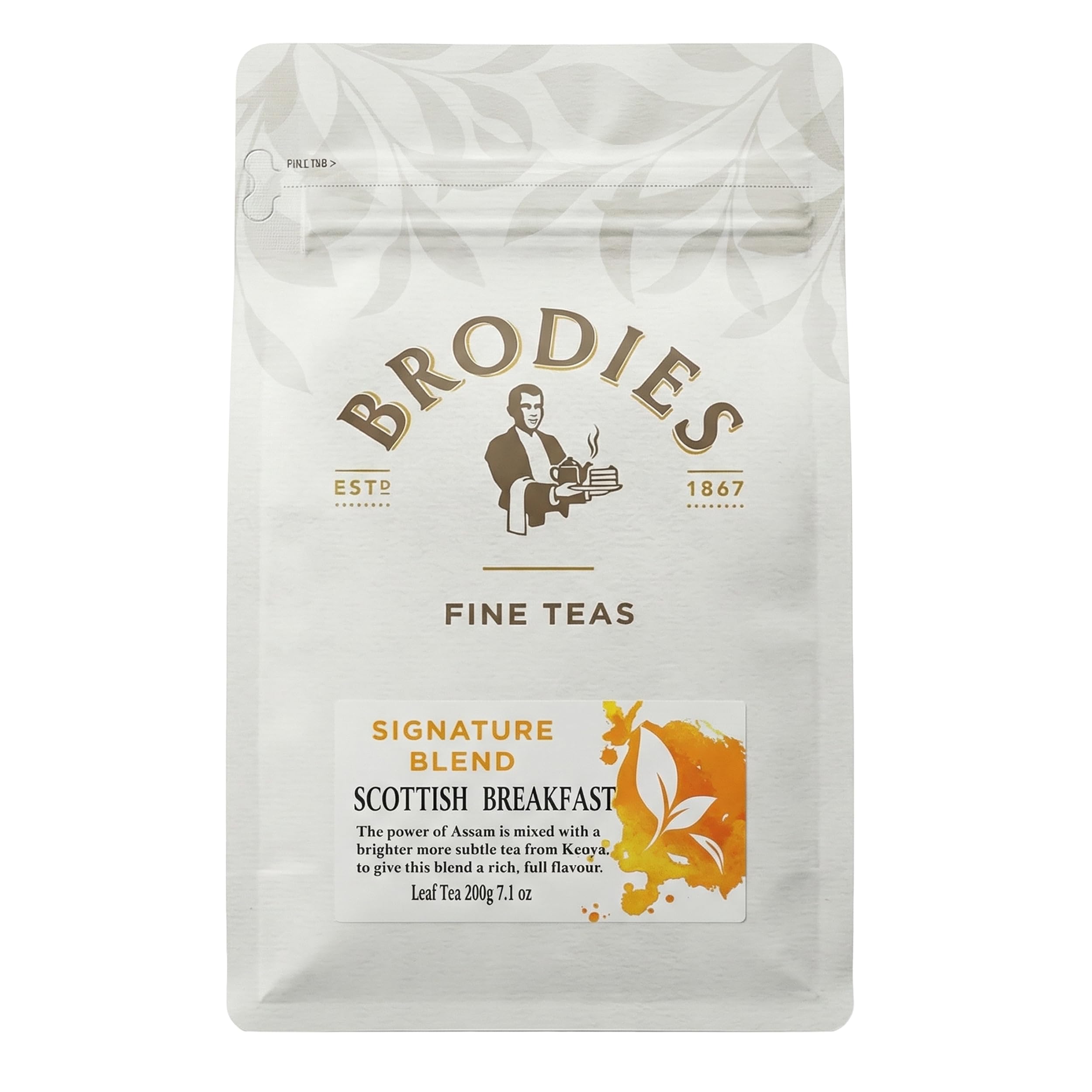 Brodies Tea, Scottish Breakfast Tea, Loose Leaf Black Tea Imported from Scotland, 200g Bag (Pack of 1)