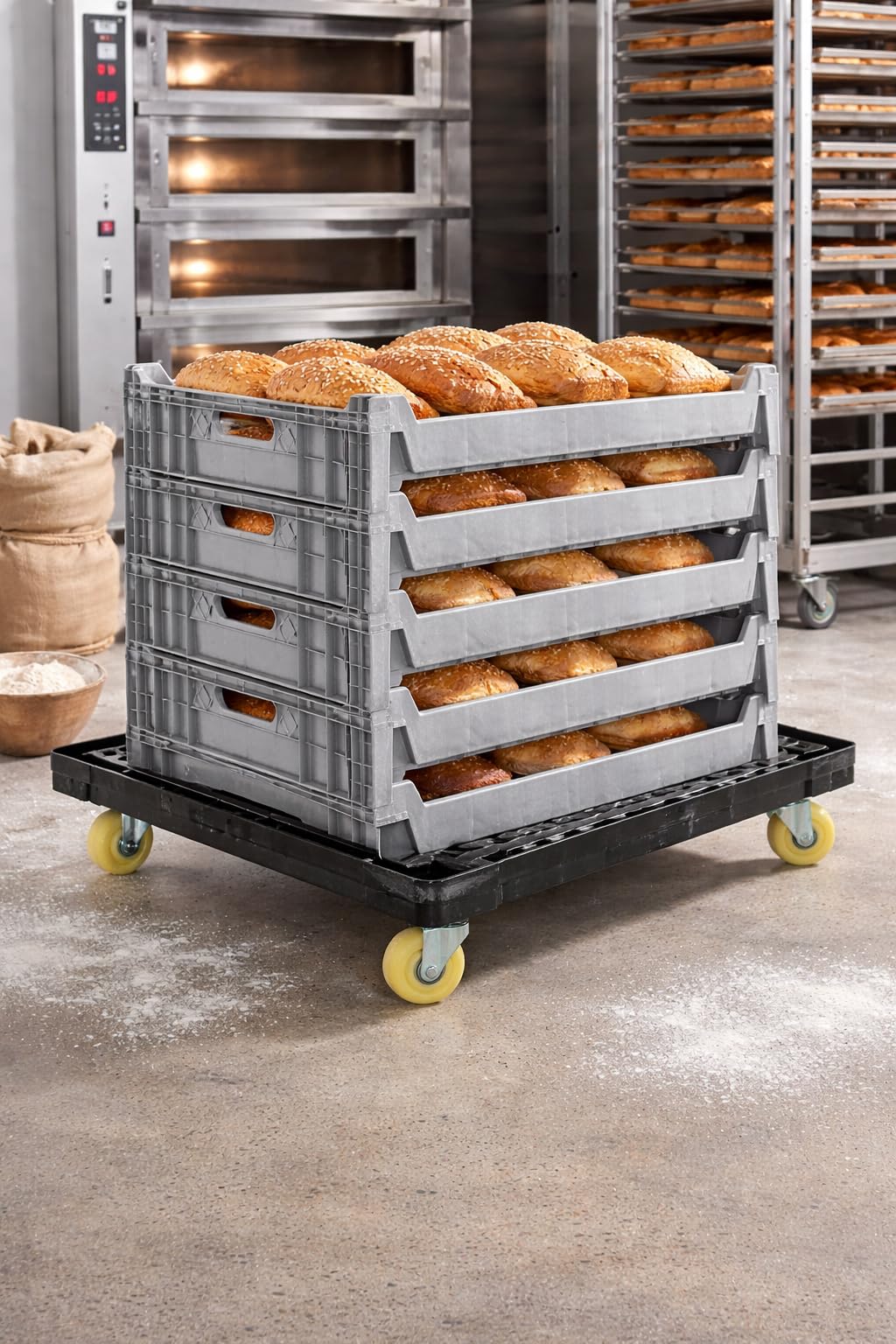 Amazon.com: Glownary Black Heavy-Duty Plastic Bread Tray Dolly