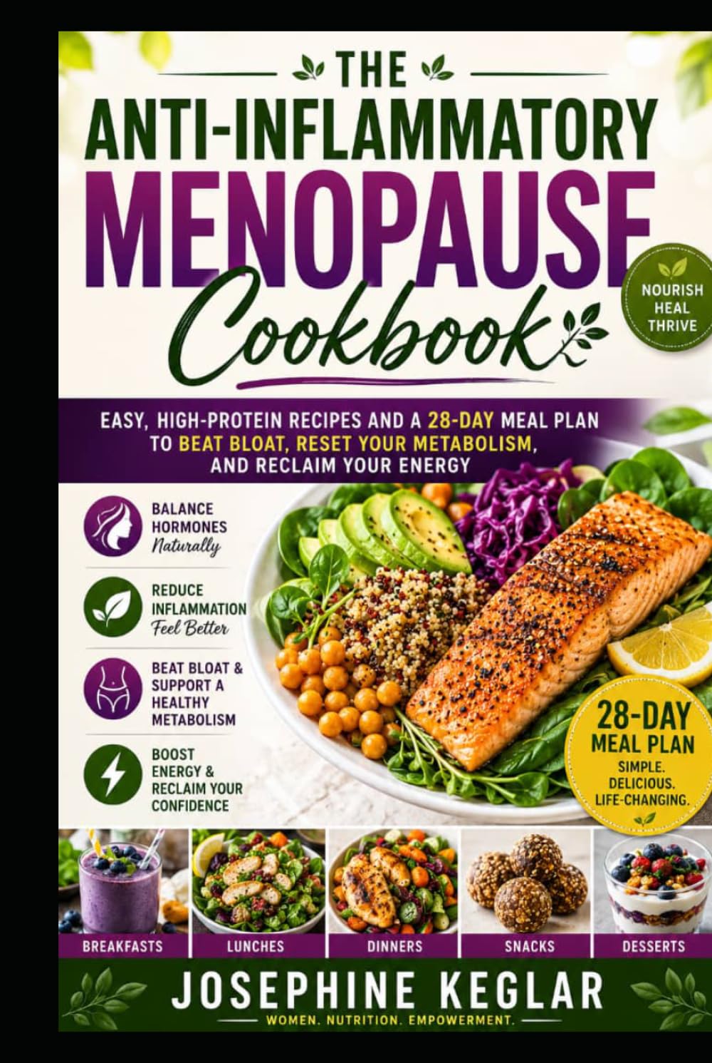 ANTI-INFLAMMATORY MENOPAUSE COOKBOOK: EASY, HIGH-PROTEIN RECIPES AND A 28-DAY MEAL PLAN TO BEAT BLOAT, RESET YOUR METABOLISM, AND RECLAIM YOUR ENERGY