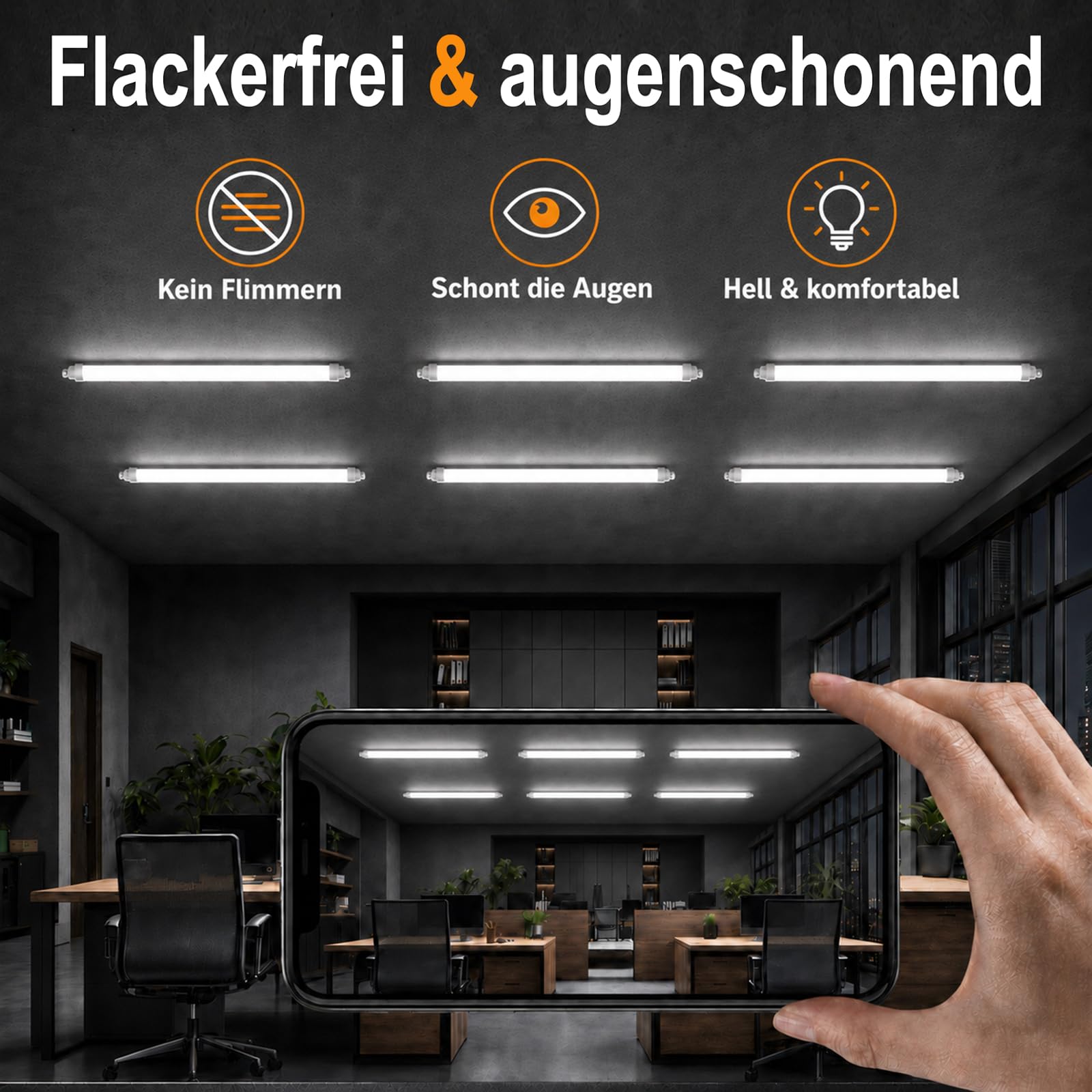 4 Stück LED Feuchtraumleuchte 150cm, 45W 4500LM Neutralweiß 4000K LED Feuchtraumlampe Röhre Wannenleuchte Deckenleuchte für Garage Keller Büro Feuchtraum, IP65 Wasserfest