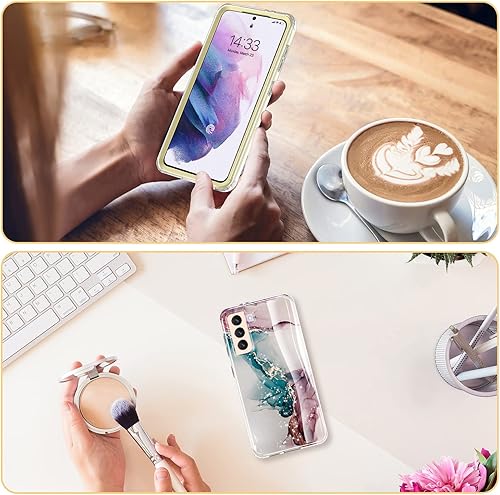 Miniatura 7 de ESDOT - Funda protectora para celular Samsung Galaxy S21, de grado militar, resiste caídas de 21 pies (probado), con diseños modernos, para niñas o