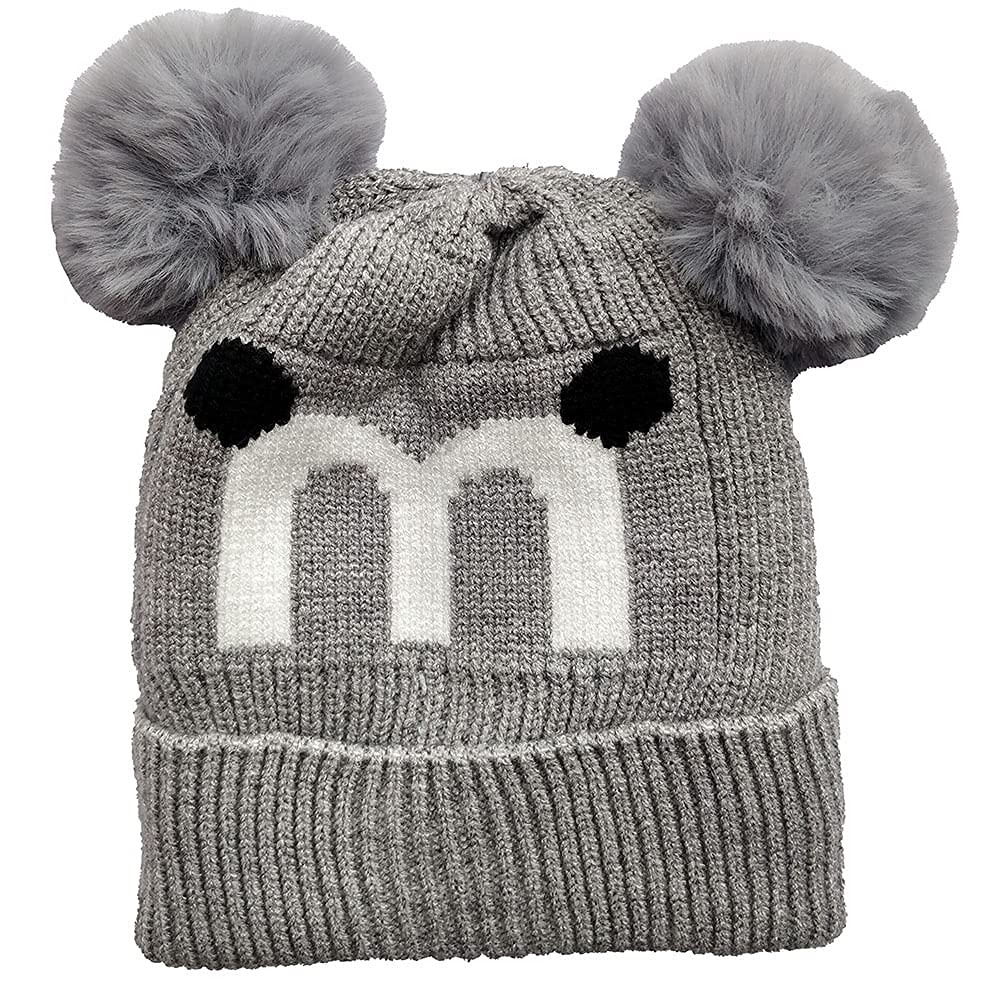 PinKit Boy's and Girl's Warm Winter Woolen Cap with Soft Pom-Pom (Suitable for Age 3-10 Years Old - Free Size) Color Grey