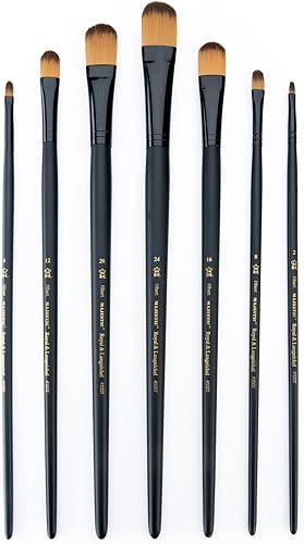 Majestic Royal and Langnickel - Juego de pinceles de mango largo, Filbert, 7 piezas