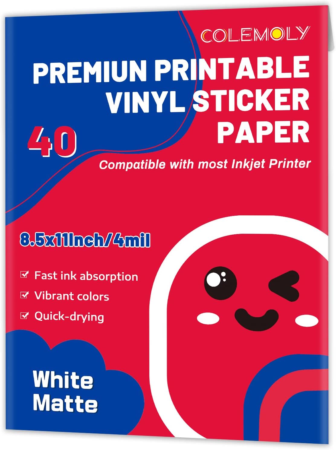 Sticker Paper Printable Vinyl for Inkjet Printer 40 Sheets