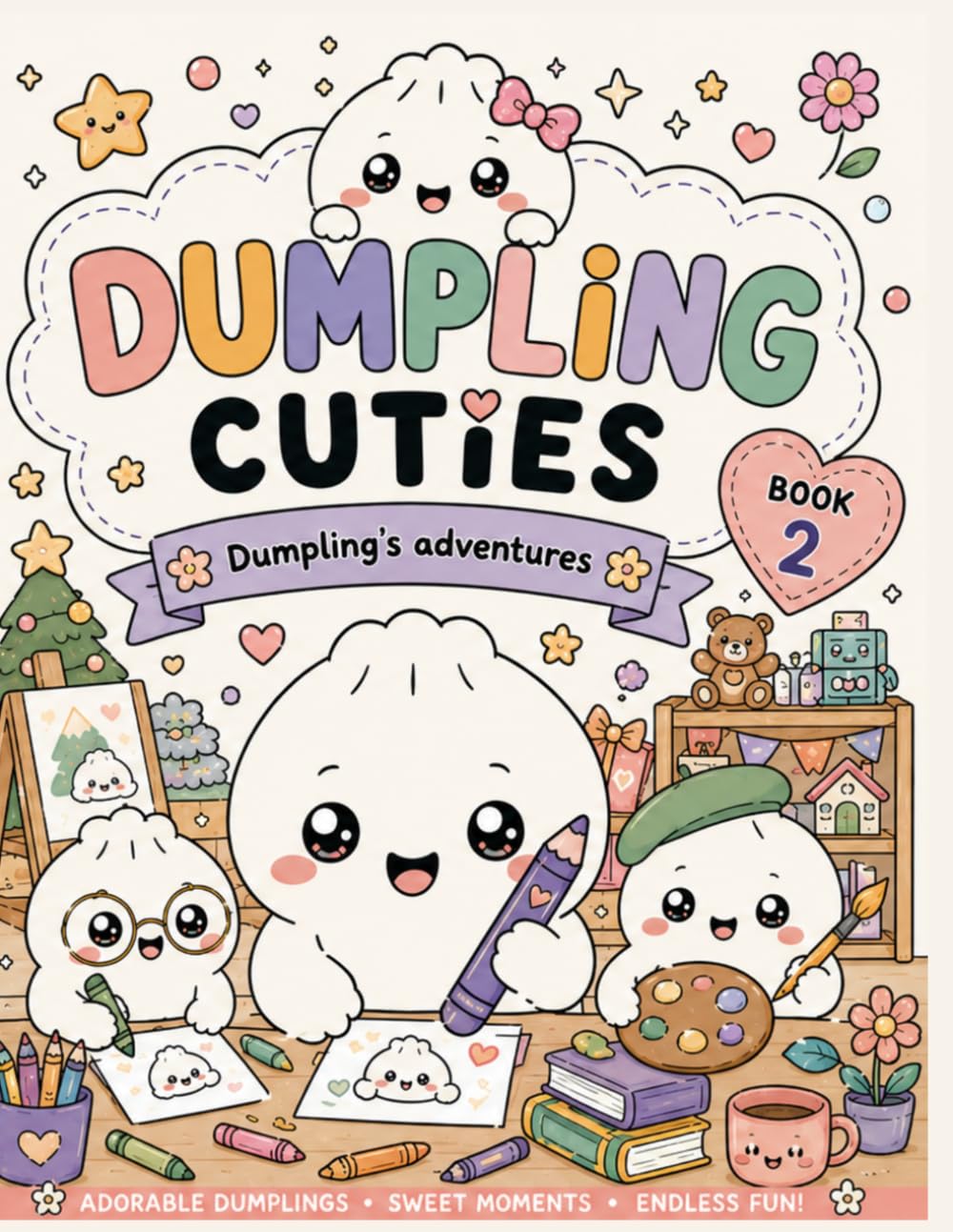 Dumpling Cuties Coloring Book 2: Adorable Kawaii Dumpling Coloring Pages for Kids: Dumpling's Adventures