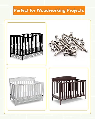 Miniatura 10 de Kit de repuesto de tornillos para cuna juego de 28 tornillos para marco de cama de bebé y tuercas de barril para DeltaGracoDream On Me