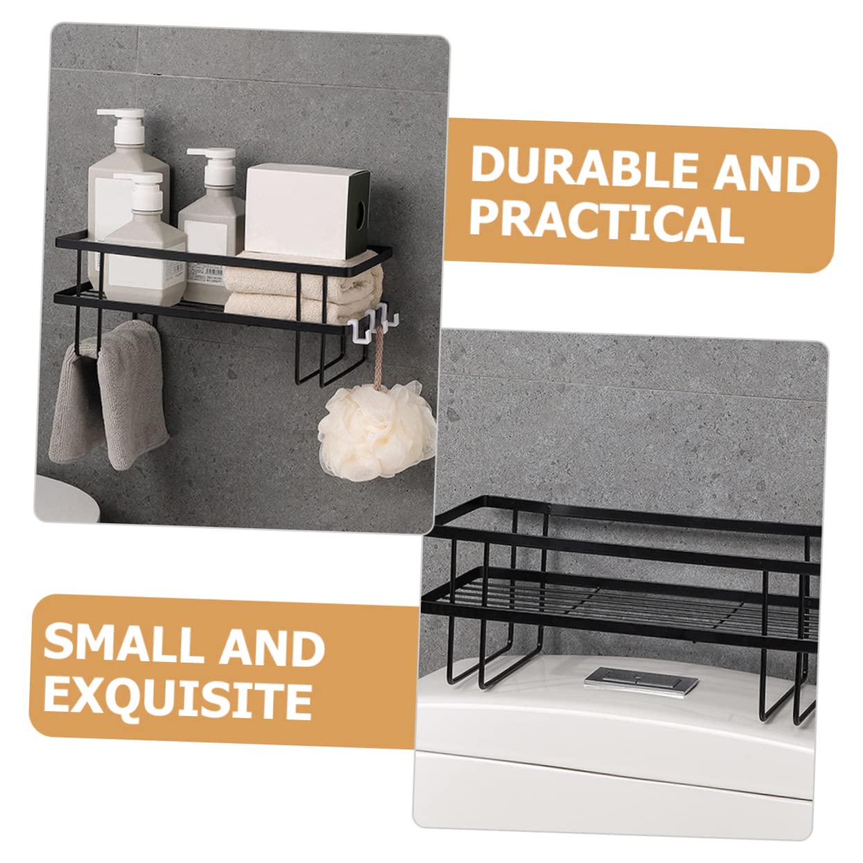 Mensola da Doccia Nera Perforazione Organizer per Facile da Installare Materiale Resistente per Asciugamani e Accessori per Ordinati