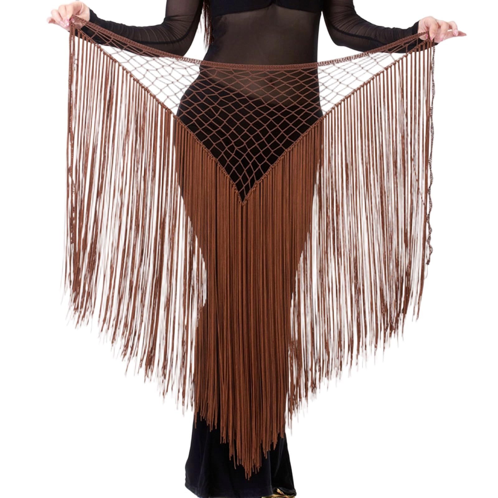 Maxtonser Women Belly Dance Hip Scarf,Hollowed Tassels Triangle Tribal Wrap Skirt Waist Chain Raves Festival Outfits for Women Gir