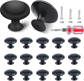15 Packs Black Matte Kitchen Cabinet Knobs Kitchen Cabinet Knobs Drawer Knobs Dresser Knobs, Cabinets Drawer Pulls Door Knobs Dresser Drawer Handles Knobs for Round Alloy Drawer Knobs Cupboard
