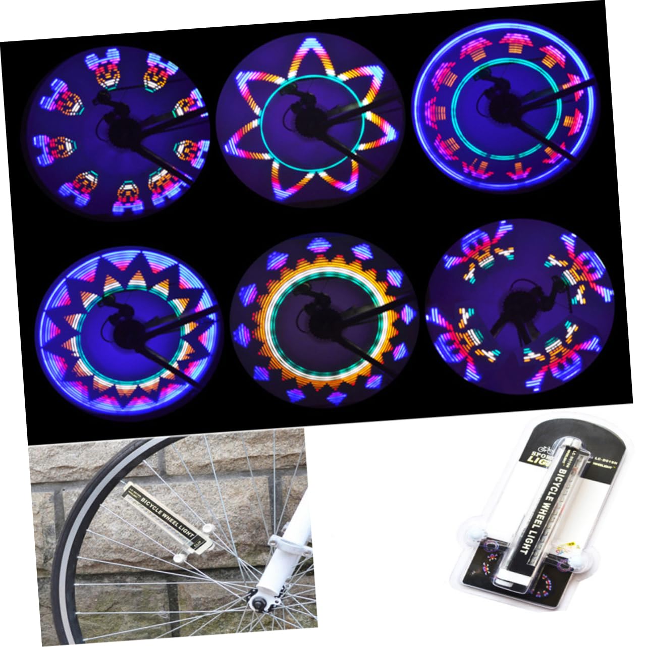 BESPORTBLE Lot De 3 Éclairages LED pour Roues De Vélo 42 Styles Éclairage De Nuit Idéal pour La Conduite