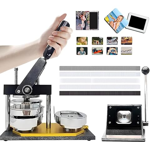 2 * 2in Square Refrigerator Fridge Magnet Maker Machine, DIY Button Badge Press Maker Kit with Paper Cutter+ 100pcs Consumables