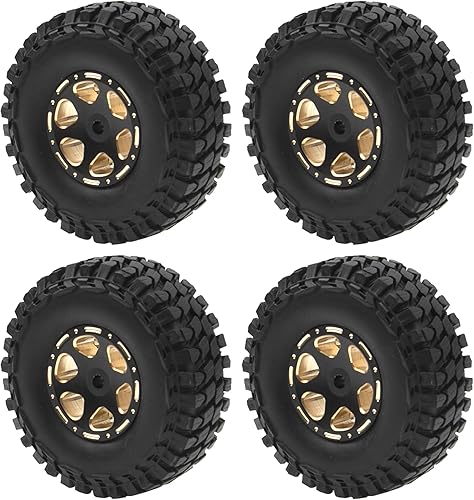 ShareGoo Brass 1.0 Beadlock llanta de rueda y neumático de goma de 2.16 pulgadas con espuma compatible con Axial SCX24 AXI90081 AXI00001 AXI00002