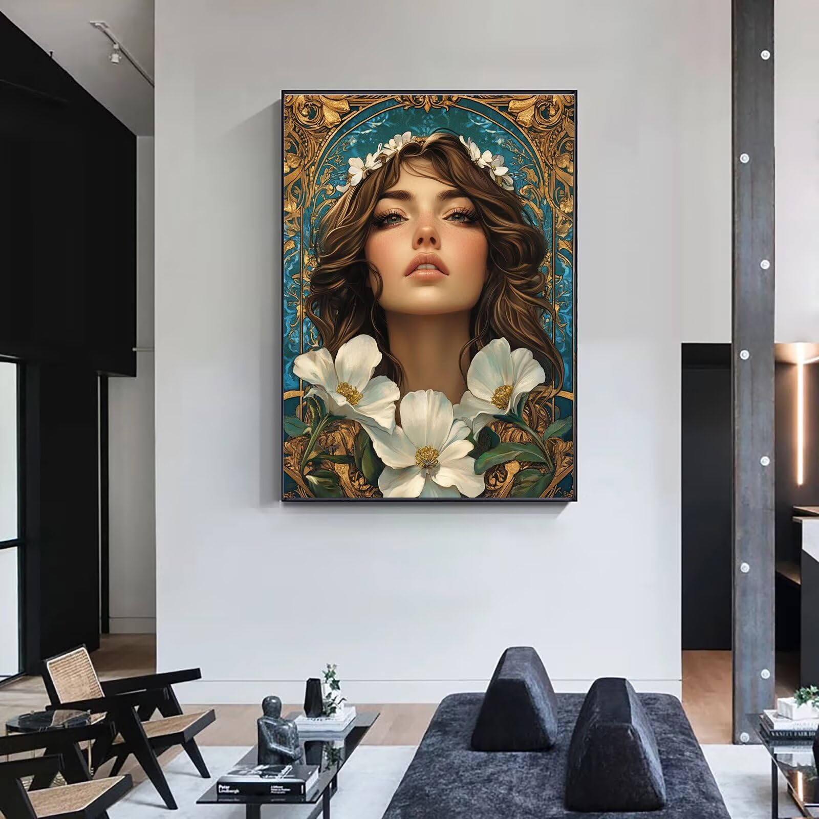 Dipingere con i Numeri Adulti fiore donna, Quadri da Dipingere Numerati Fai Da Te per Principianti e Adultis, Olio La Pittura di Numeri Kit, Hobby Creativi Adulti, Decorazioni Casa 90x120cm Q3S-582