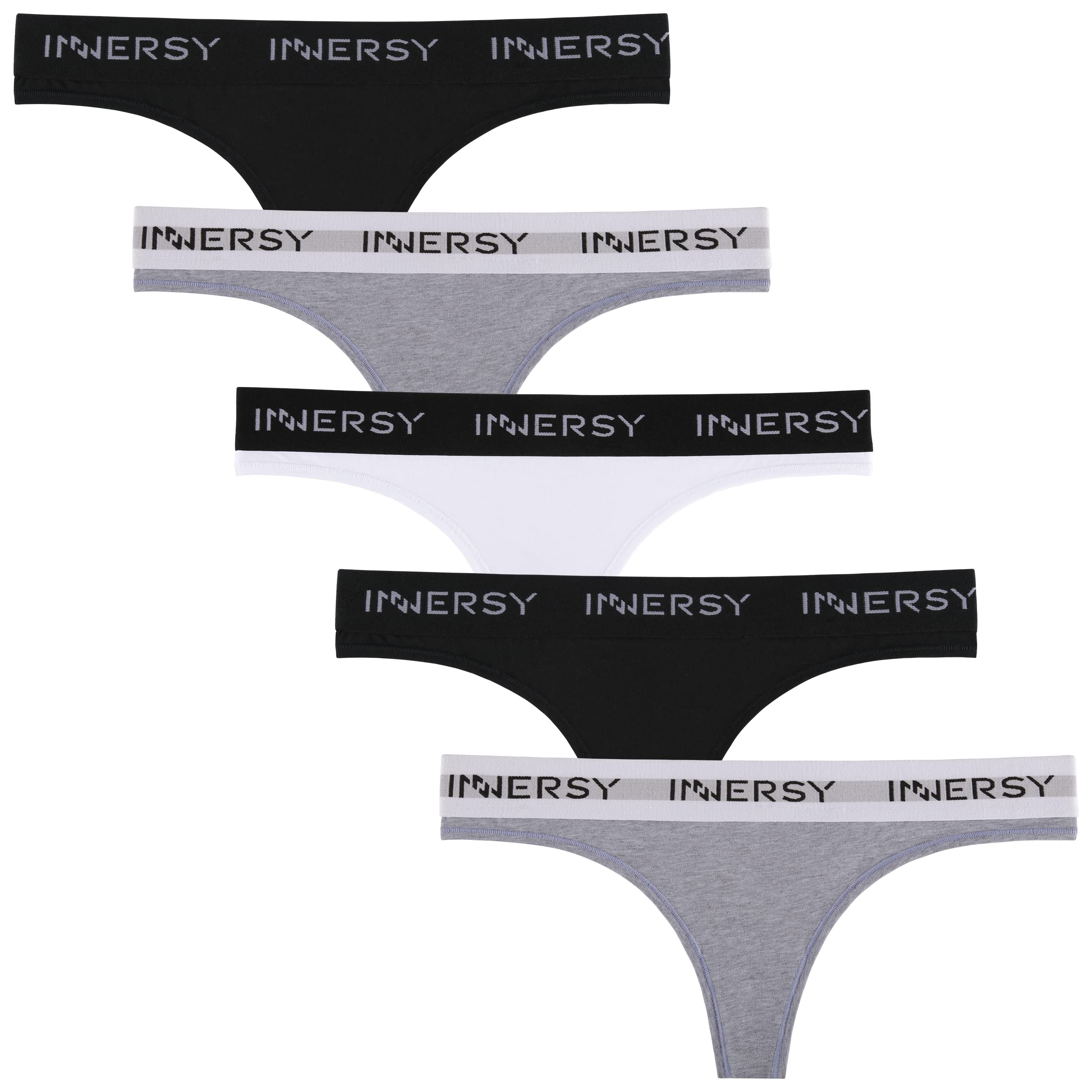 INNERSY Tangas Mujer Algodón Cómoda Thong Deportivo Ropa Interior Sexy Hilos Bragas Pack de 5