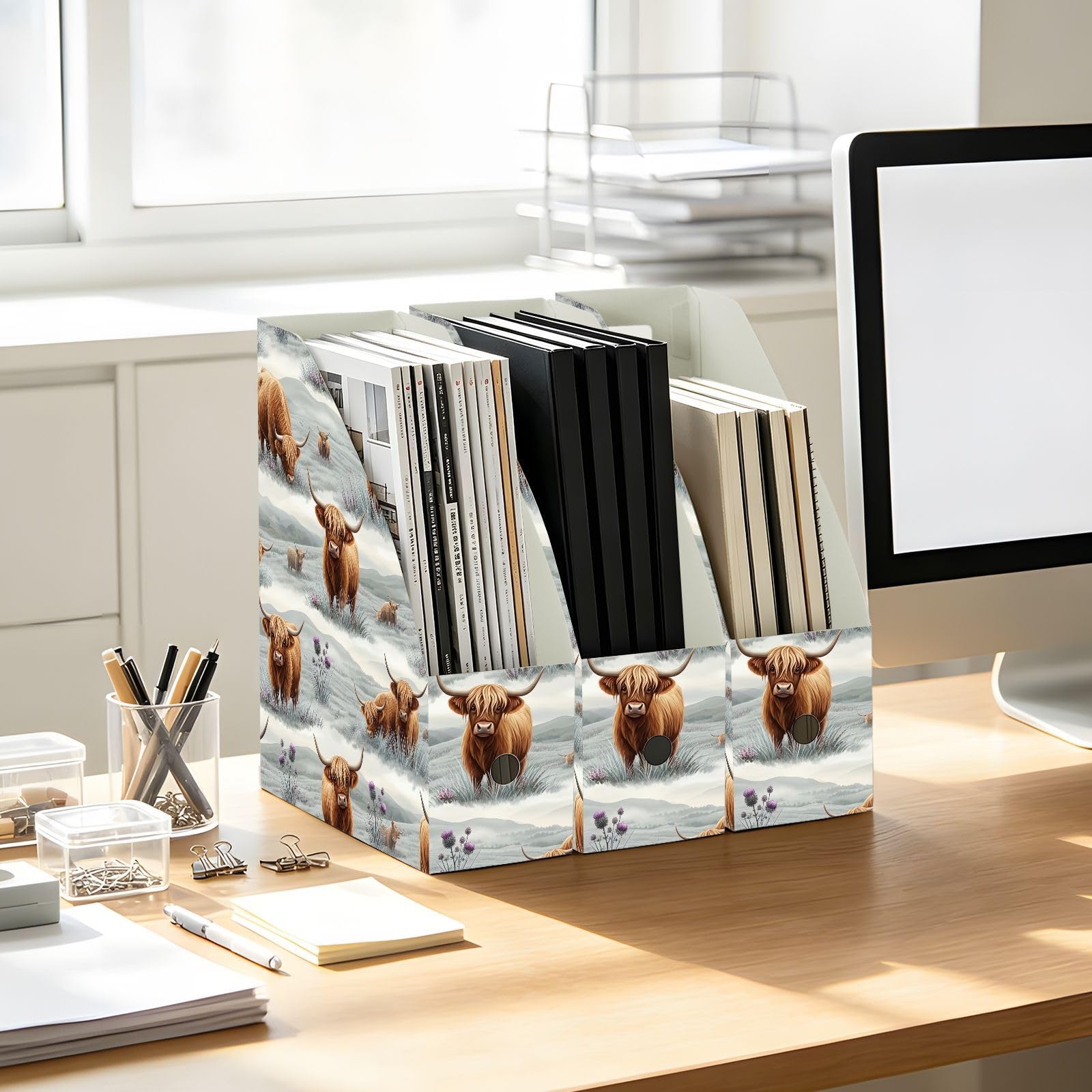 Classic Highland Cow File Organizer con apertura superiore