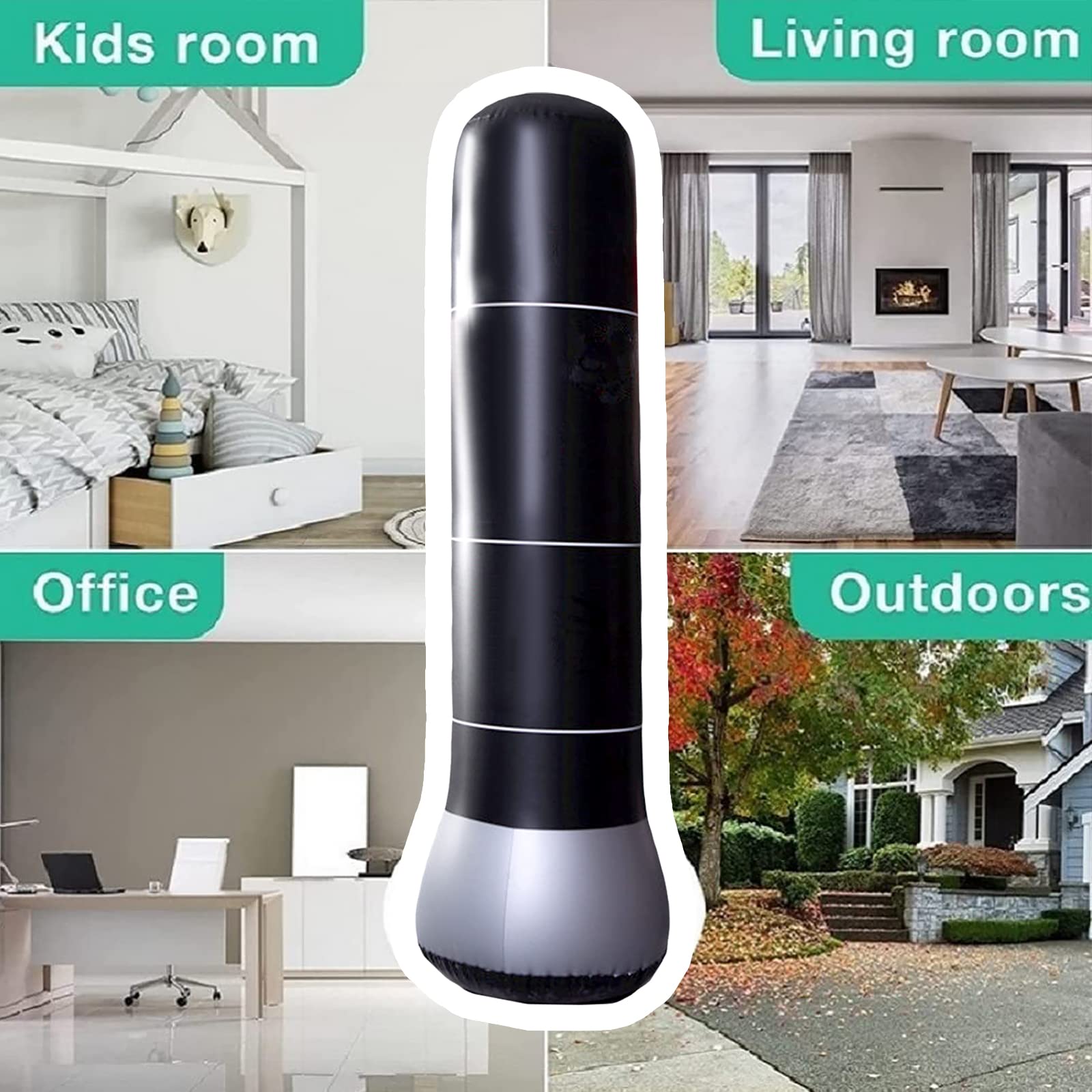 Sacco Da Boxe Gonfiabile KALUROIL 150cm - Per Muay Thai E Kickboxing, Oro - Foto 6