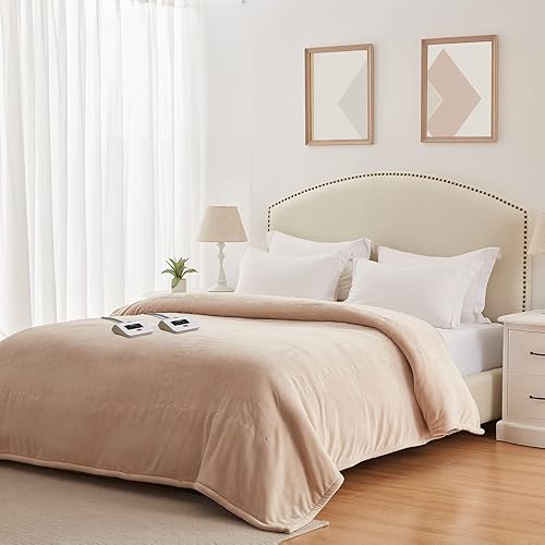 Miniatura 8 de Sealy Manta eléctrica tamaño Queen, manta térmica de franela con 10 niveles de calefacción y apagado automático de 1 a 12 horas, manta cálida de