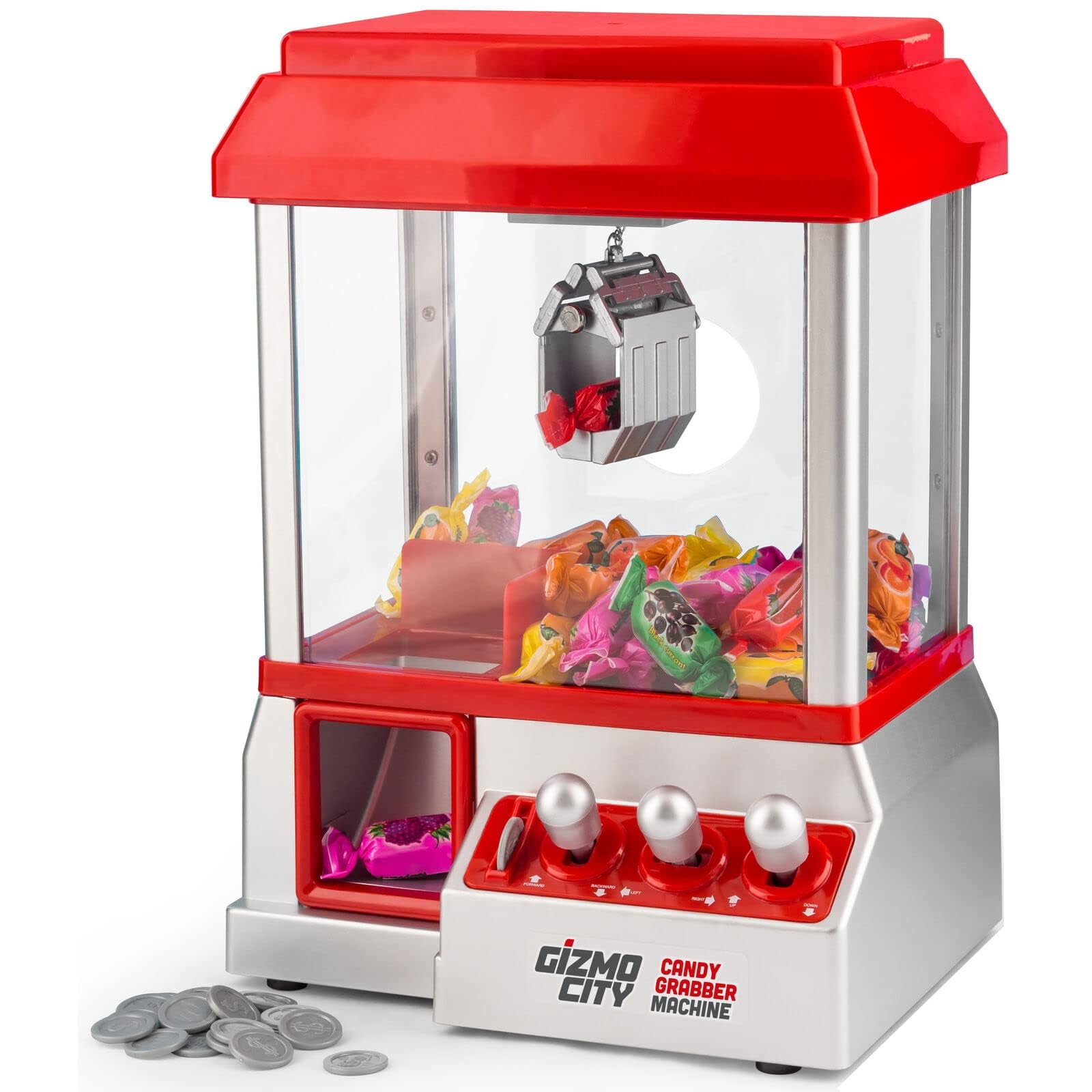 Candy Grabber Machine Battery Operated Retro Arcade Candy Grabber Machine with Claw Fairground Joystick Game Sweets Kids Mini Catcher Novelty Sweets Dispenser Claw Machine with Sounds