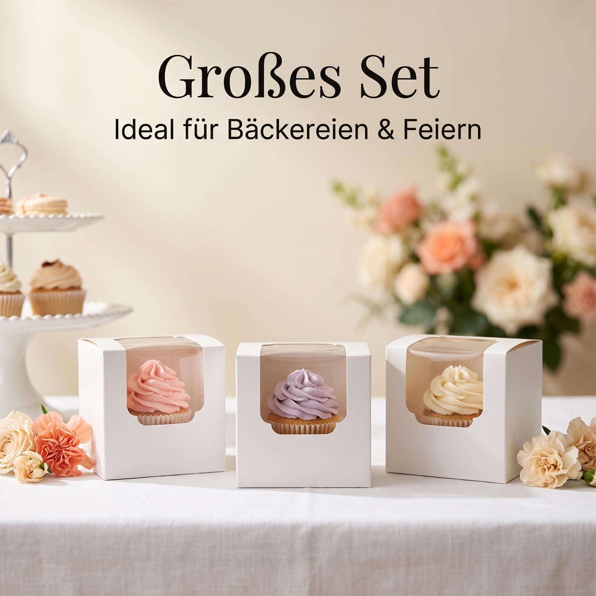 100 Scatole per Cupcake Singole, 8,9 x 8,9 x 8,9 cm, con Finestra