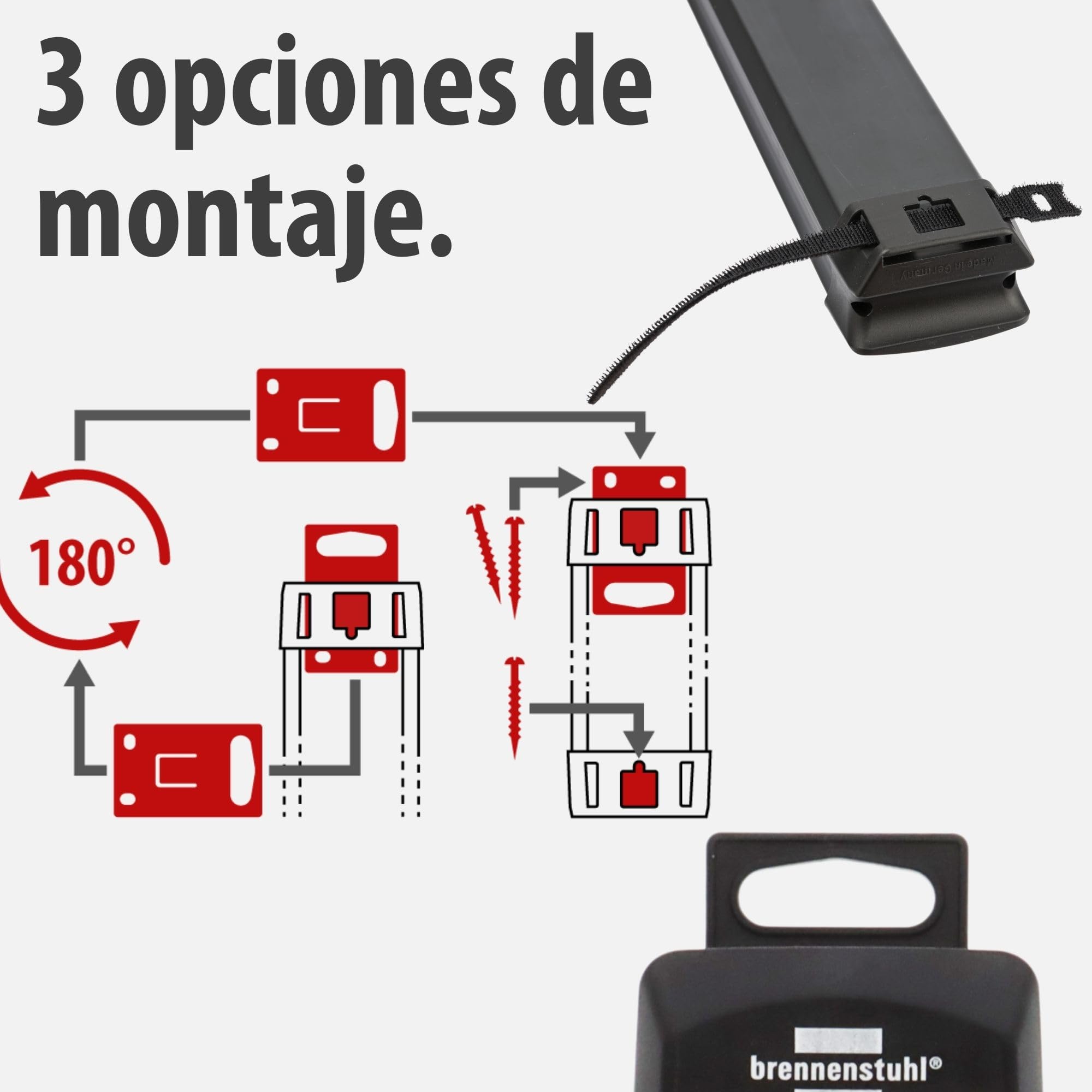 Brennenstuhl Premium-Line regleta de enchufes de 6 vías con 2X USB C PD 65W y USB A 18W (Made in Germany, regleta con Interruptor y Cable de 3m, para Montaje en Pared) Negro