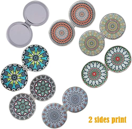 Miniatura 3 de Beaufy - Juego de espejos compactos pequeños de bolsillo con aumento de viaje para monedero, mini plegable portátil con aumento 1x/2x para mujeres,