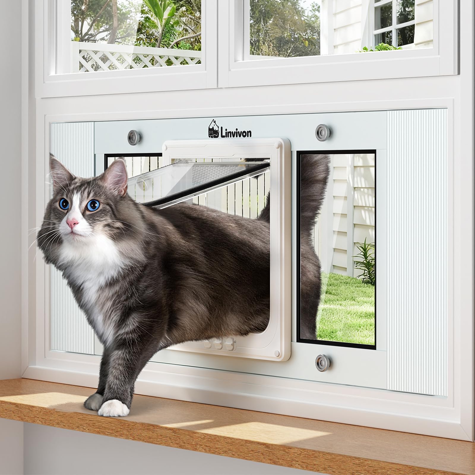Linvivon Cat Door - cat doors steps nets and pens | Mubboo