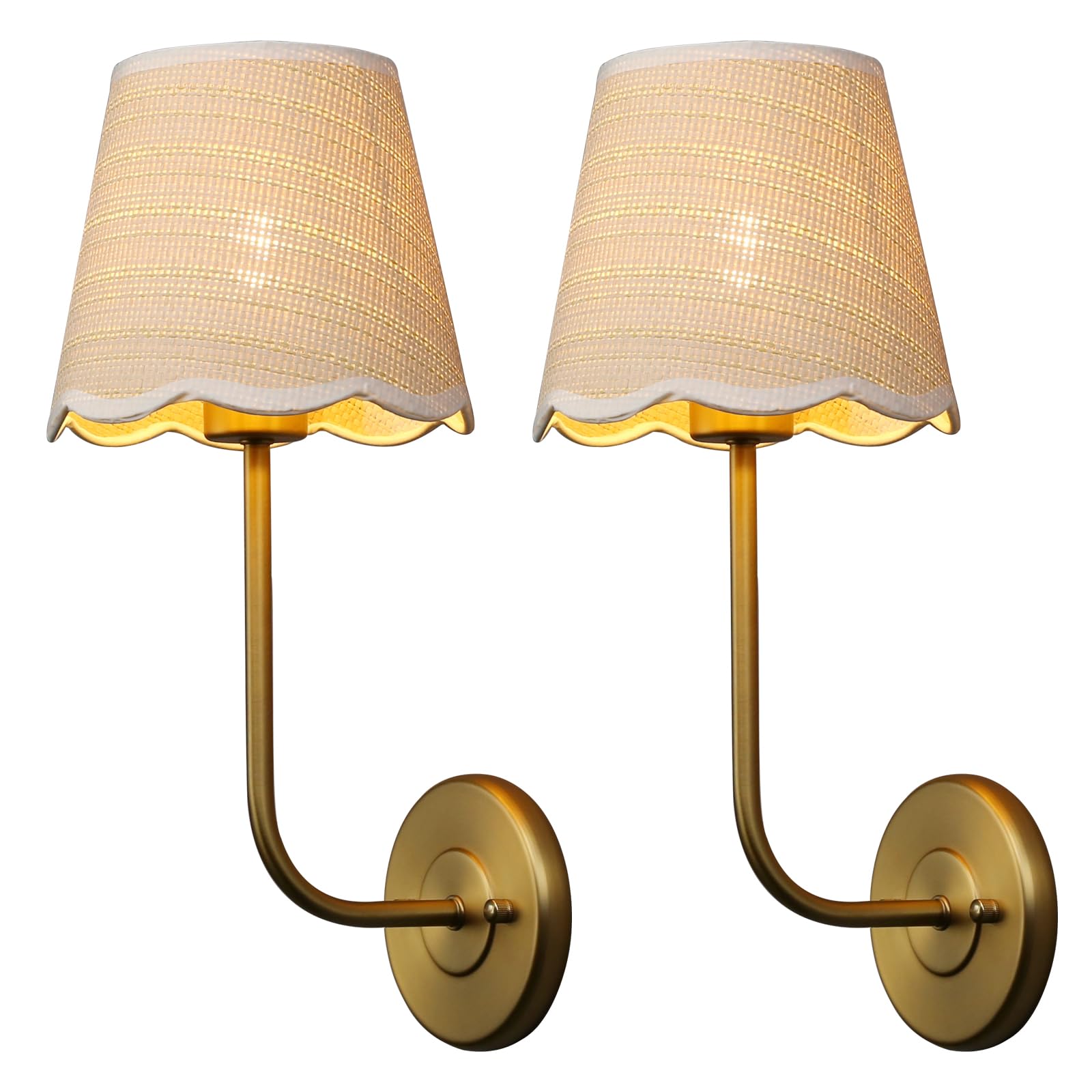 Photo 1 of **USED, MISSING PARTS** Phansthy Industrial Rattan Wall Sconce (Antique Gold, 2-Pack)