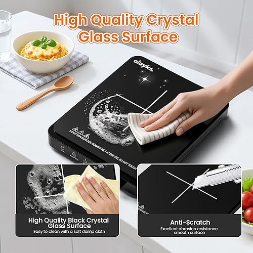 Miniatura 4 de Placa de inducción portátil, quemador de encimera Placa caliente de 1500 W con sensor táctil, cocina de inducción eléctrica con ajuste de 9 niveles,