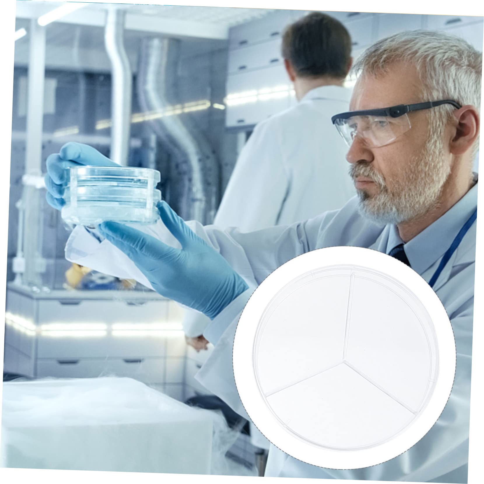 OUNONA 30piezas Placas De Petri Transparentes Tapa Tres Compartimentos Para Cultivo De Bacterias Laboratorio