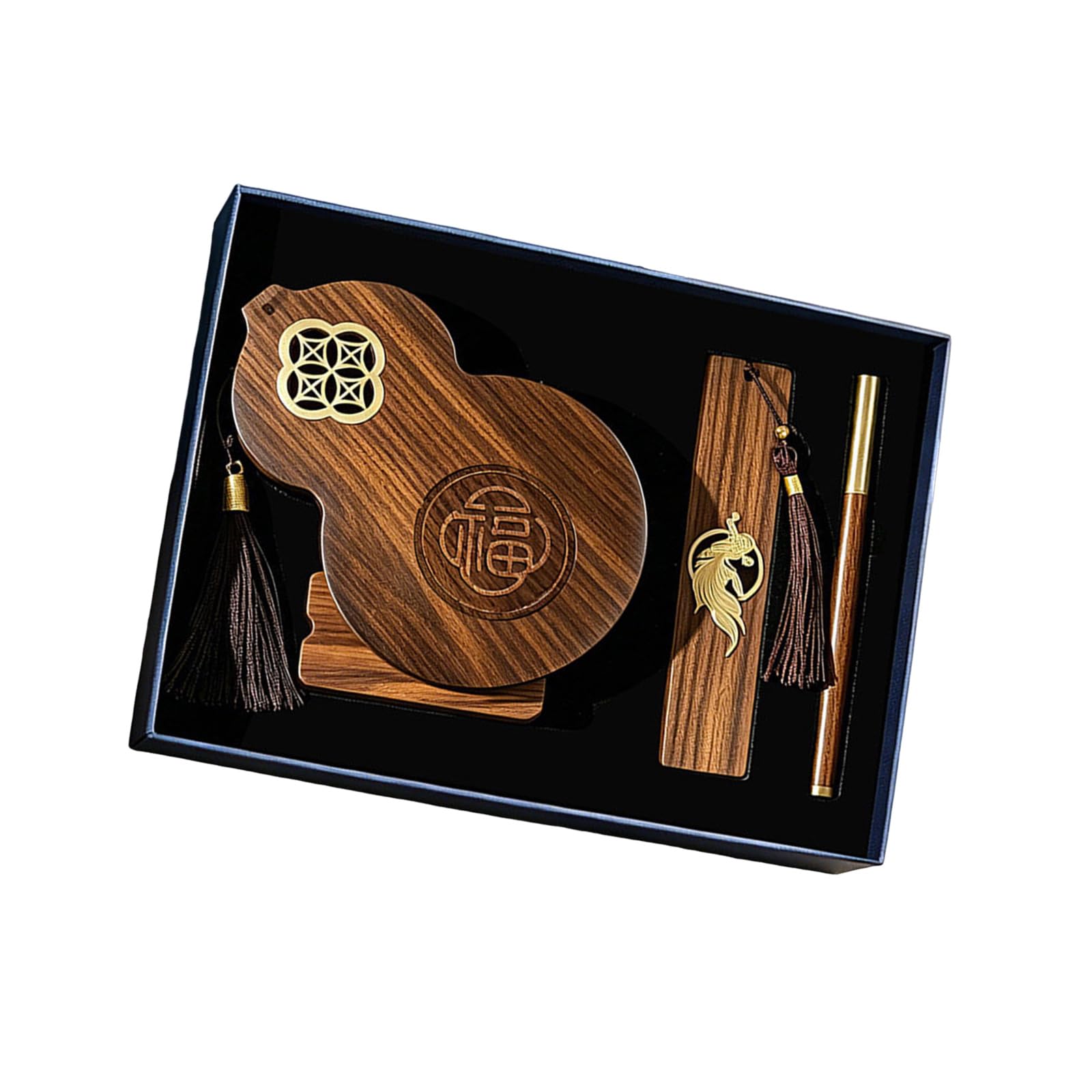 Stifthalter Set aus Holz mit Lesezeichen und Stift, C