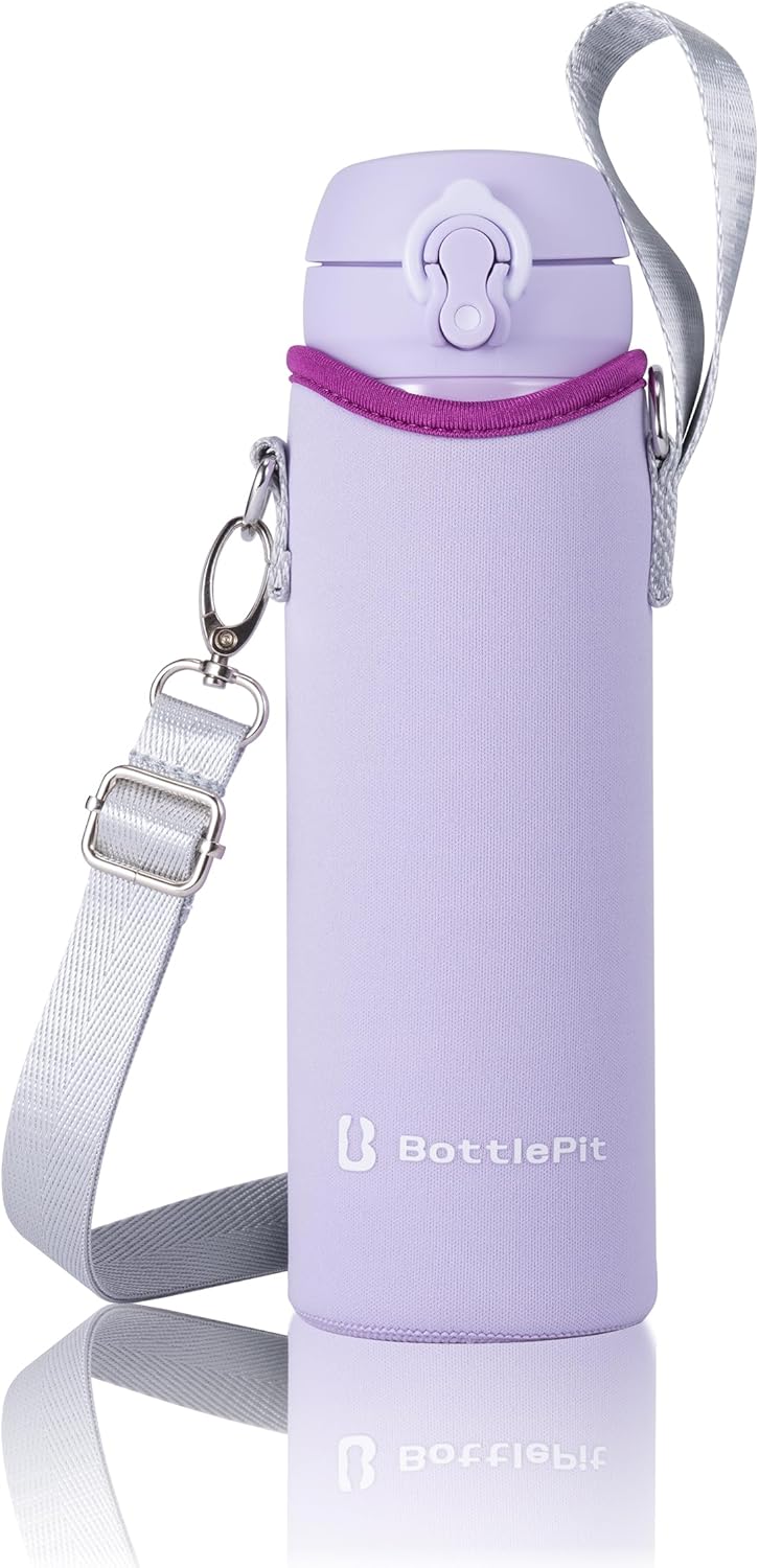 BottlePit 水筒カバー 500ml用 ショルダーストラップ ハンドストラップ付き(パープル)