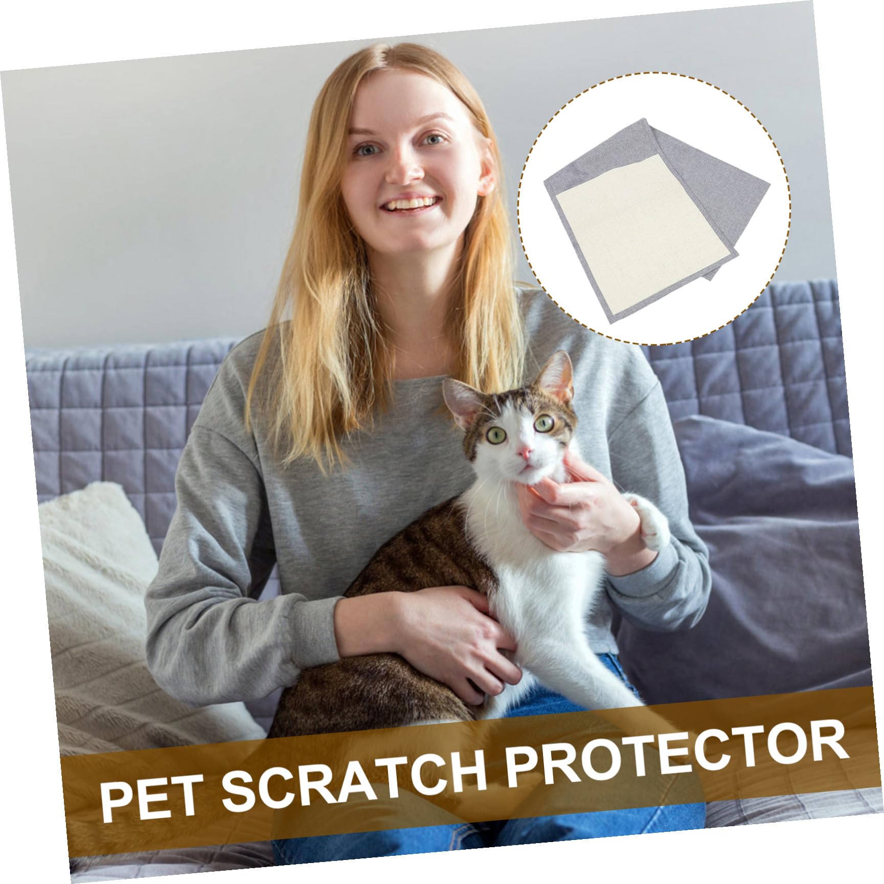 Kisangel Protector contra Arañazos para Sofá y Reposabrazos Garra de Sisal, Funda Antirayaduras Gris Claro, Tamaño Básico, para Gatos y Mascotas en Hogar y Oficina