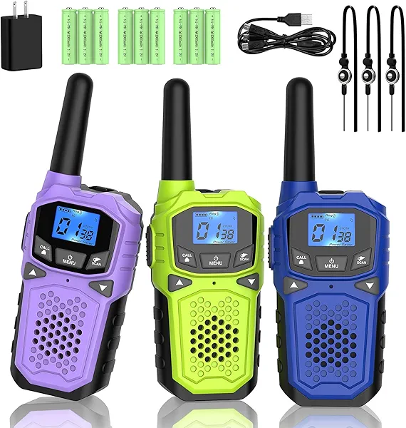 Walkie Talkies for Adults- WokTok Long Range Two Way Radio for Camping Hiking Hand Held Hiking Accessories Camping Gear Xmas Birthday Gift for Kids,SOS Siren,NOAA Weather Alert,3 Radios