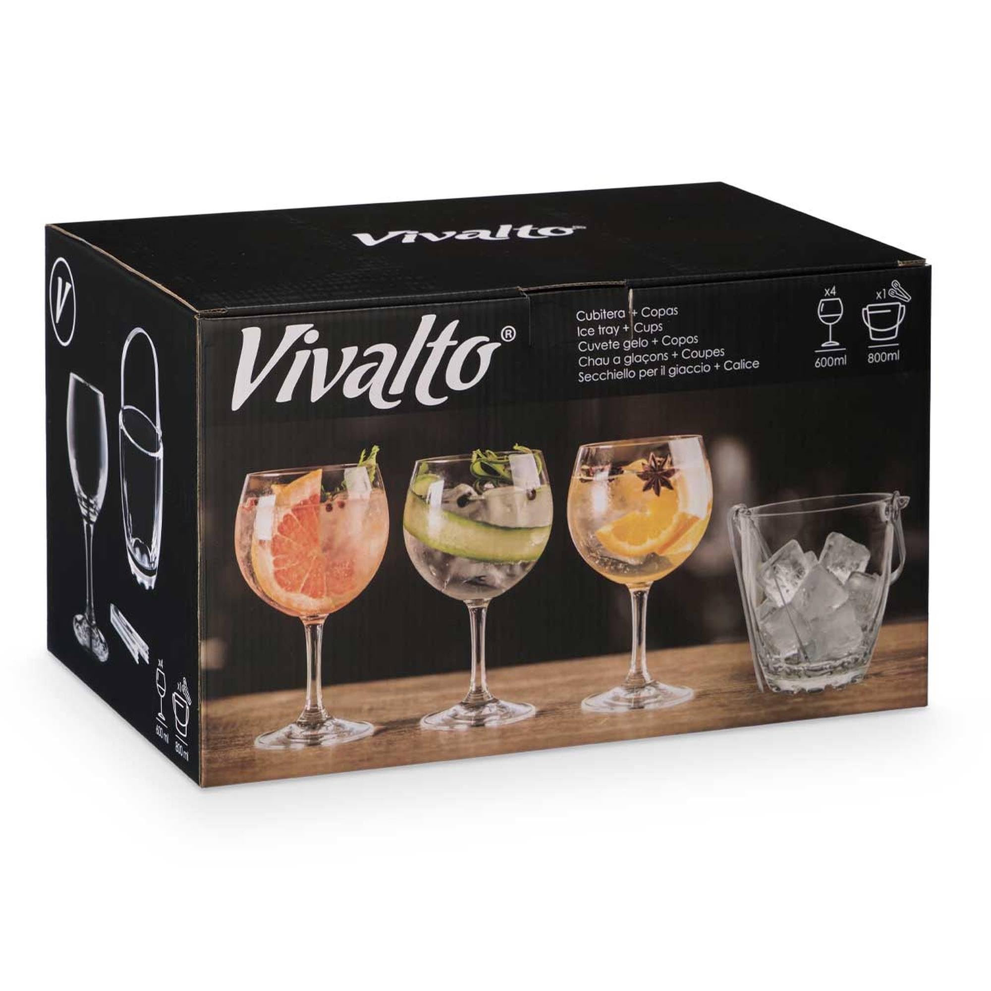 Set cubitera 4 copas gin tonic colección VIVALTO