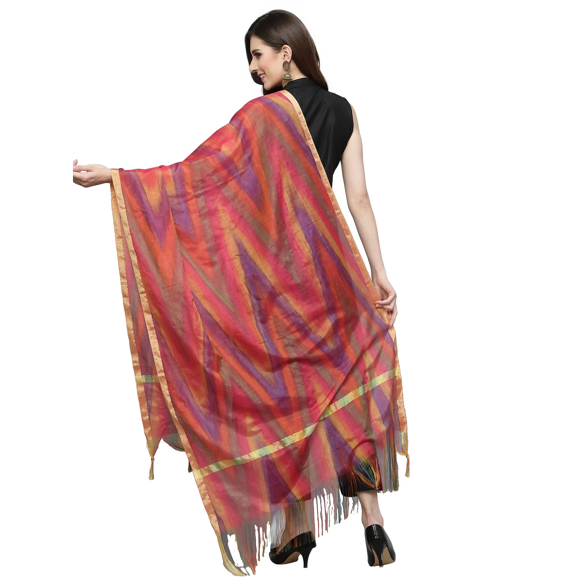 Stylum Women's Self Design Silk Blend Dupatta (Pinktola_Pink)