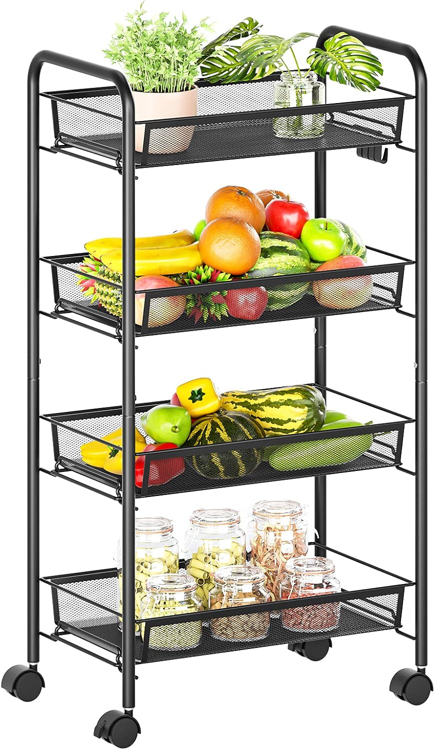 Buy Alsonerbay Utility Rolling Trolley Cart, 4Tier Metal Supply Cart