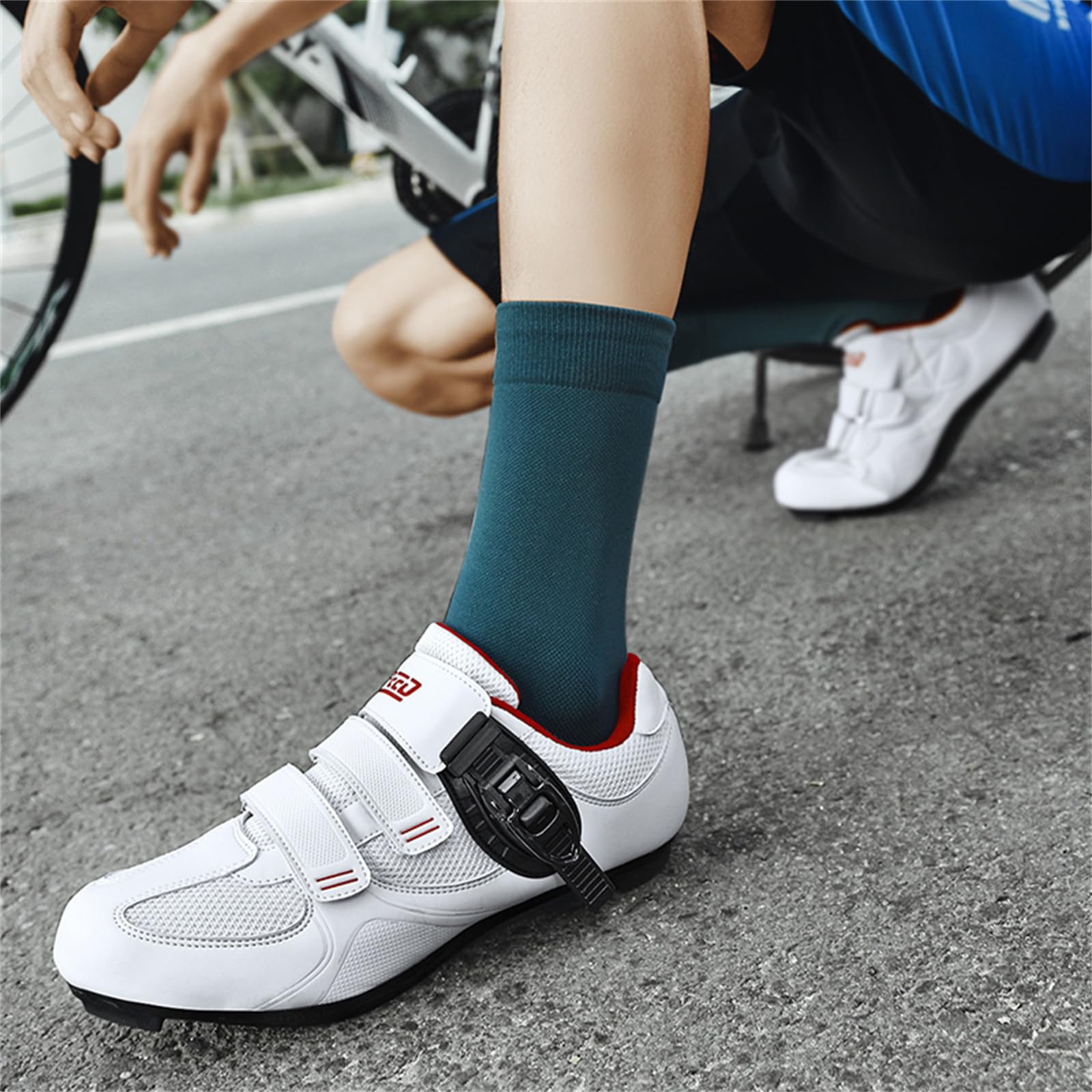 JiuQing Męskie buty rowerowe kompatybilne z butami na rower szosowy Peloton Bike SPD Delta Cleats